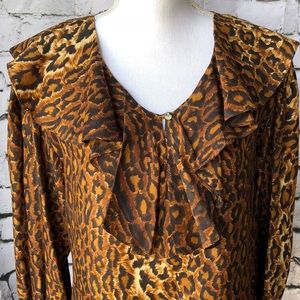 Satin Animal Print Y2K Long Sleeve Top from Express
